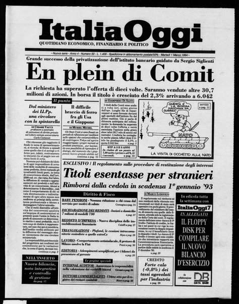 Italia oggi : quotidiano di economia finanza e politica